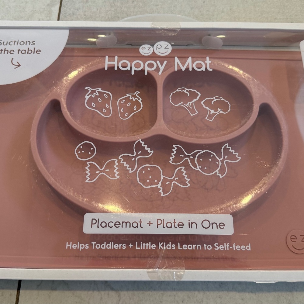 NEVER OPENED ezpz Happy Mat  - Blush - Placemat & Plate in one